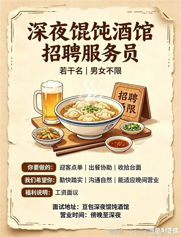 招兼职服务员小时工